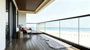 Frameless glass railing terrace