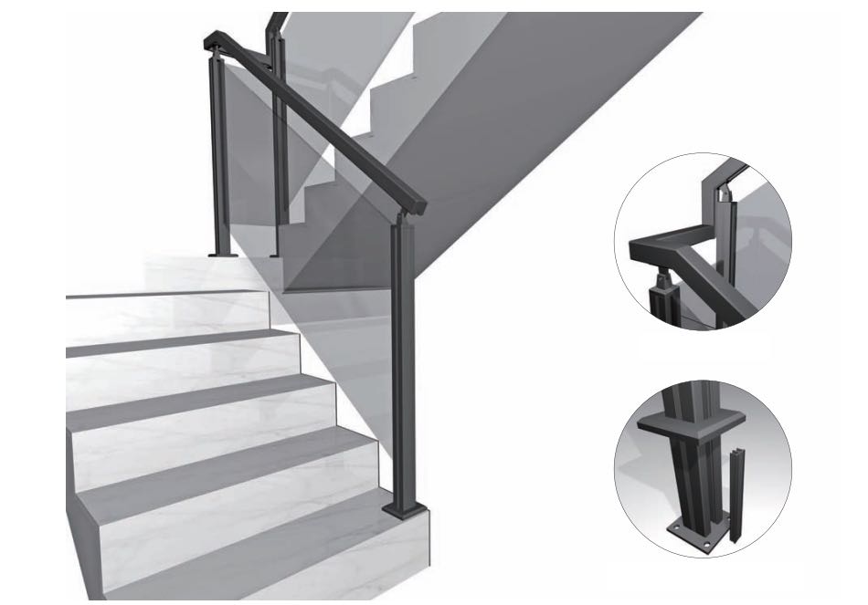 50 column stair handrail with surface tube